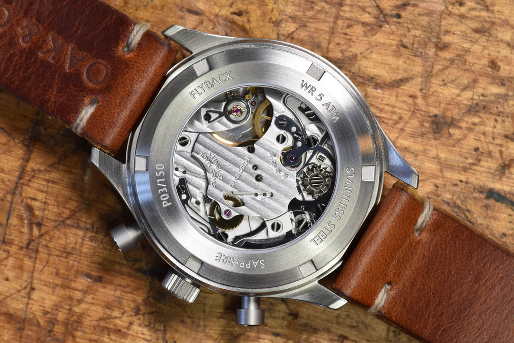 back of the Jackson Flyback watch by Oak & Oscar