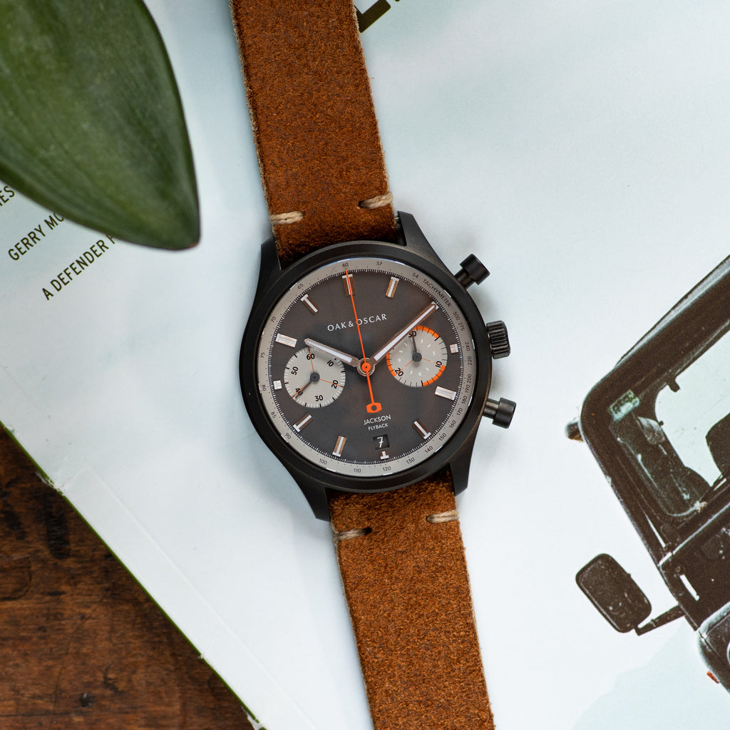 Jackson Flyback designer watch from Oak & Oscar Chicago Watchmakers