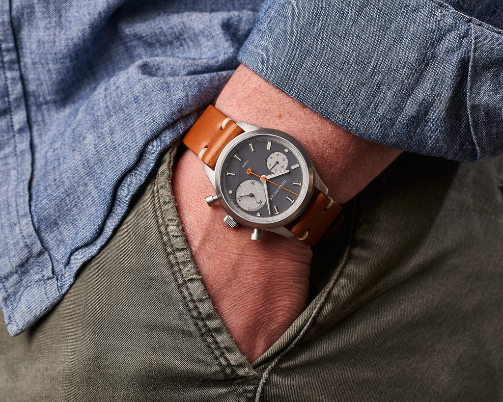 new Jackson Big Eye watch with a brown fine-leather strap