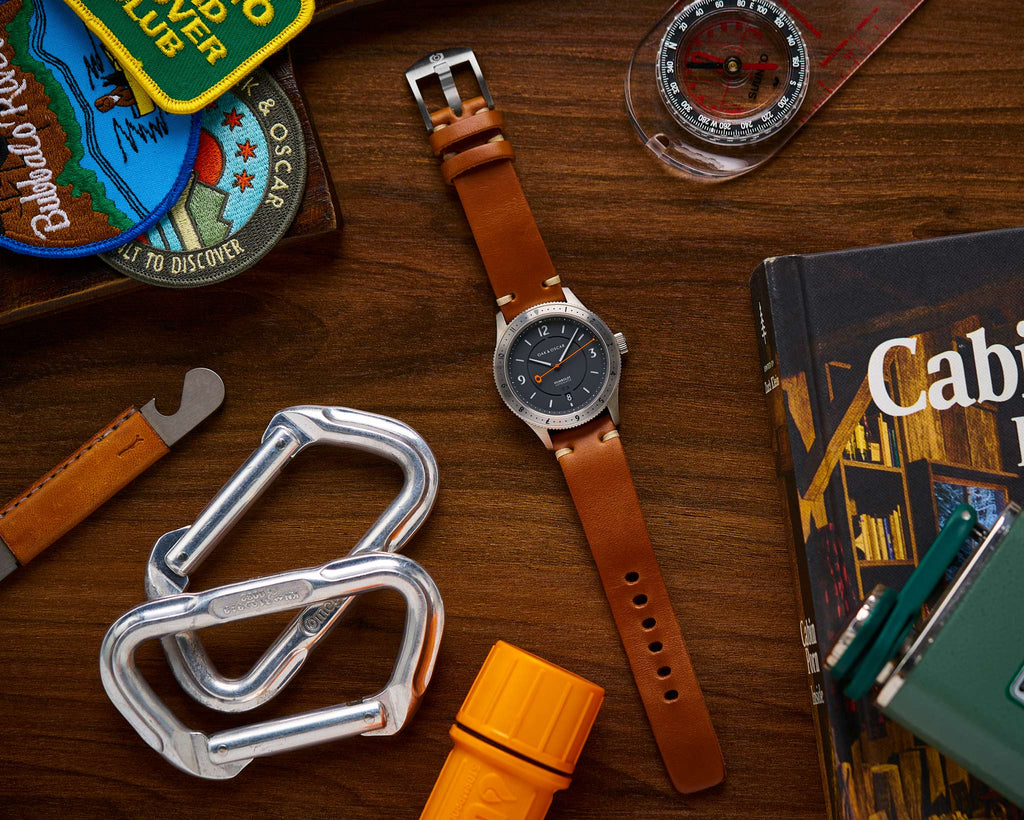 Oak & Oscar Humboldt 12-hour Grey Dial on Horween Leather Strap