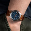 The Humboldt - Navy on Leather-Oak & Oscar