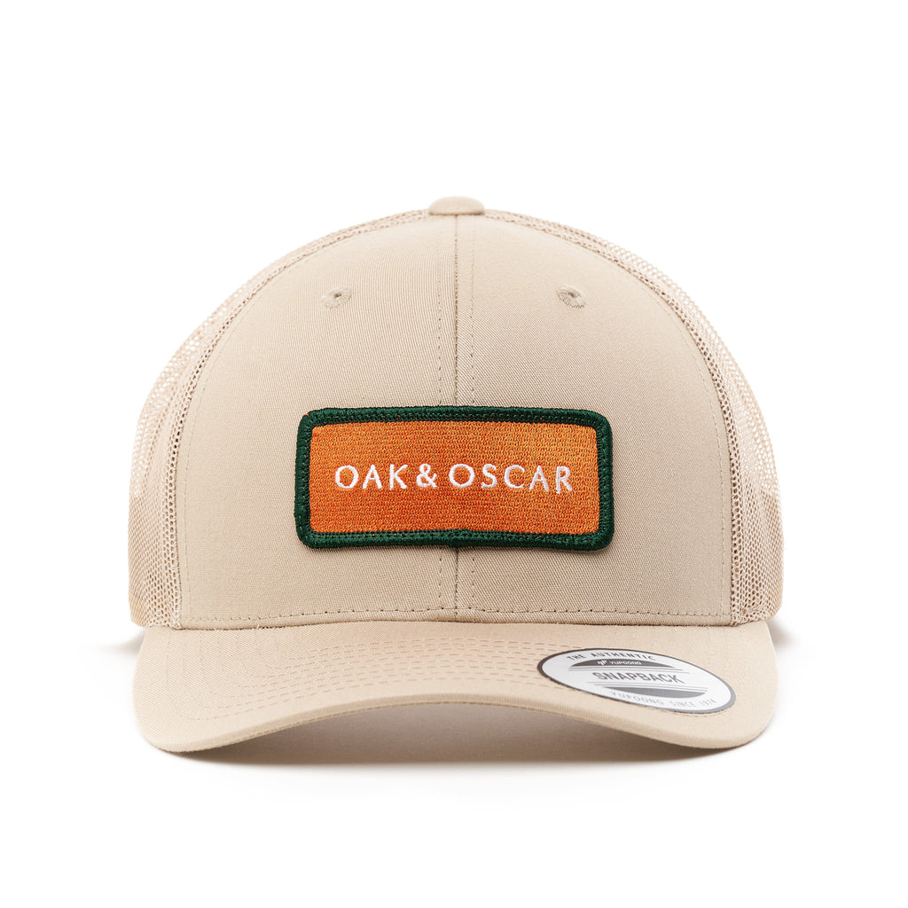Oak & Oscar Logo Patch Hat - Khaki with orange patch