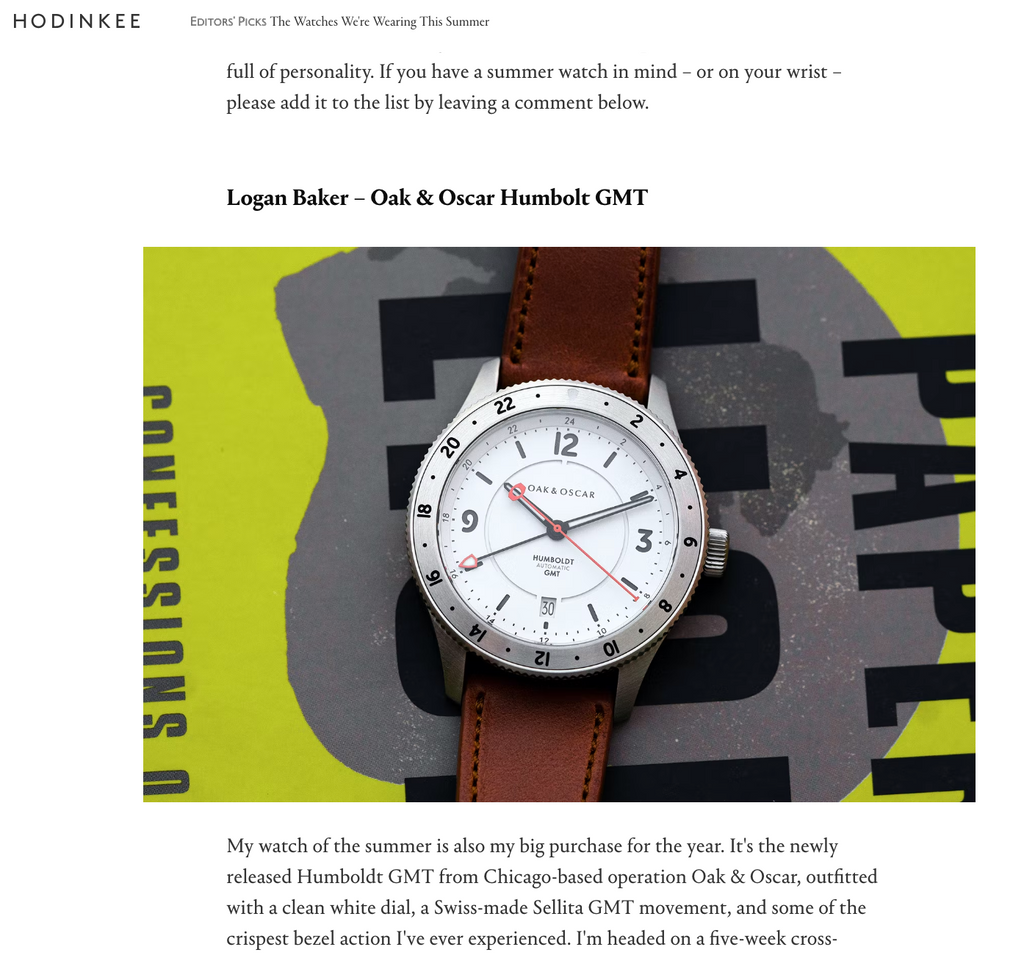 In The News: Hodinkee Summer Watch by Logan Baker!